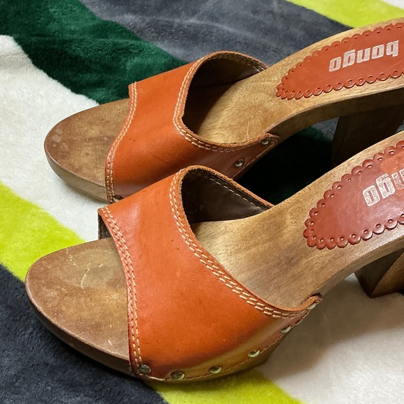 BONGO Women's Orange Leather Mules Size 7 - Picture 12 of 13